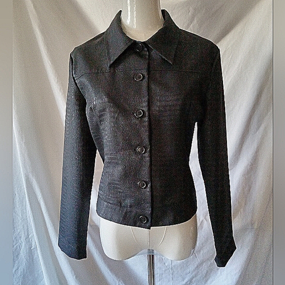 Womens Black Faux Snakeskin Blazer By Star C.C.C. (City Clothing Co) - Size M